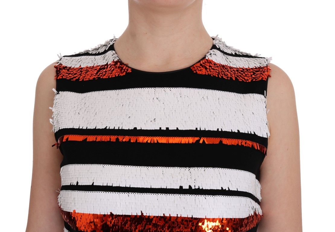 Multicolored Striped Sequined Stretch Women's Dress - Dolce & Gabbana - Modalova