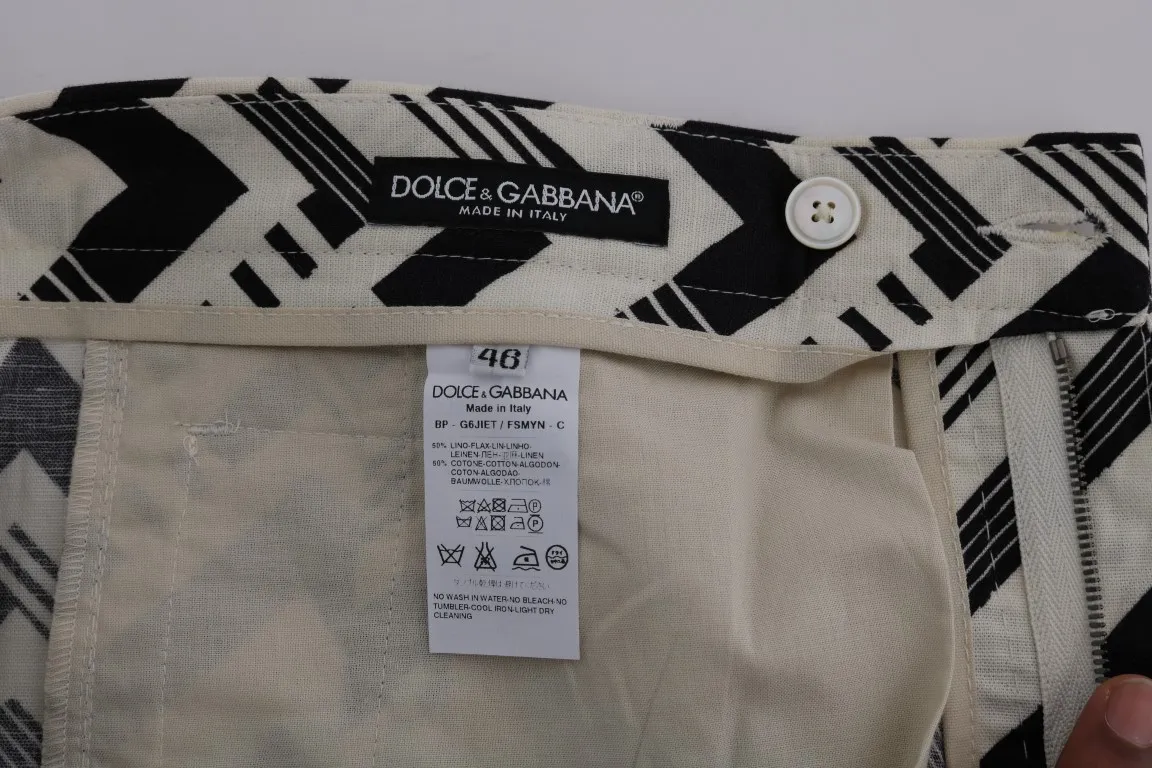 Striped Cotton Linen Men's Shorts - Dolce & Gabbana - Modalova