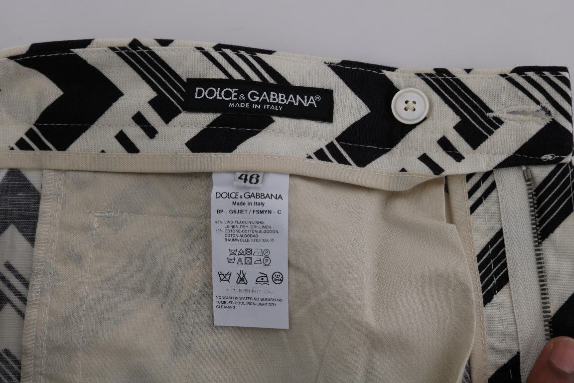 Striped Cotton Linen Men's Shorts - Dolce & Gabbana - Modalova