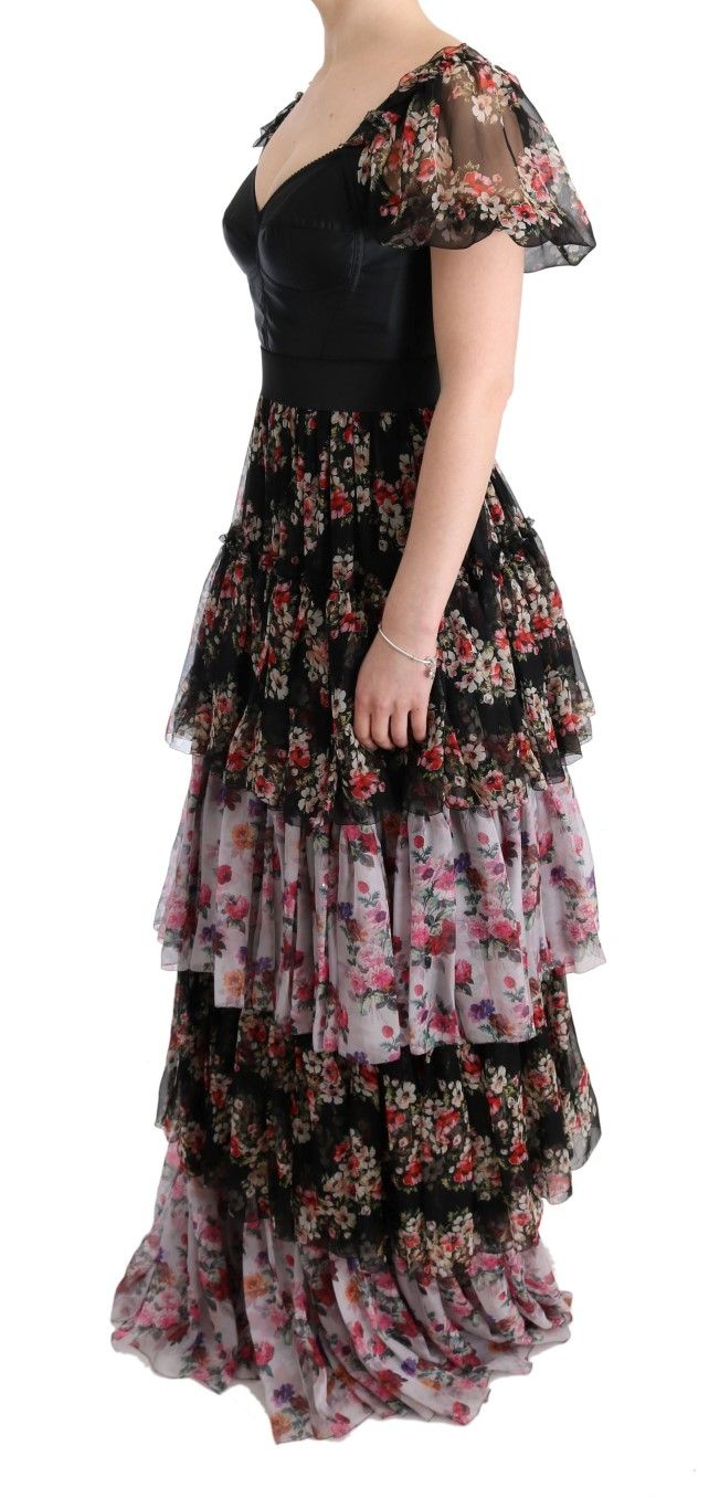 Silk Stretch Floral Shift Long Women's Dress - Dolce & Gabbana - Modalova