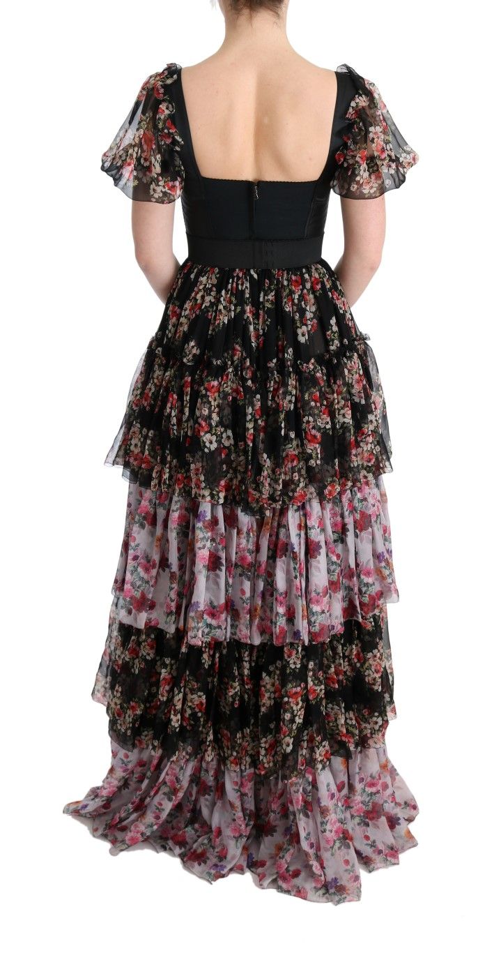 Silk Stretch Floral Shift Long Women's Dress - Dolce & Gabbana - Modalova