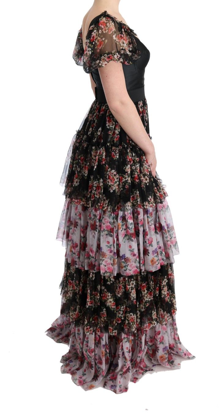 Silk Stretch Floral Shift Long Women's Dress - Dolce & Gabbana - Modalova