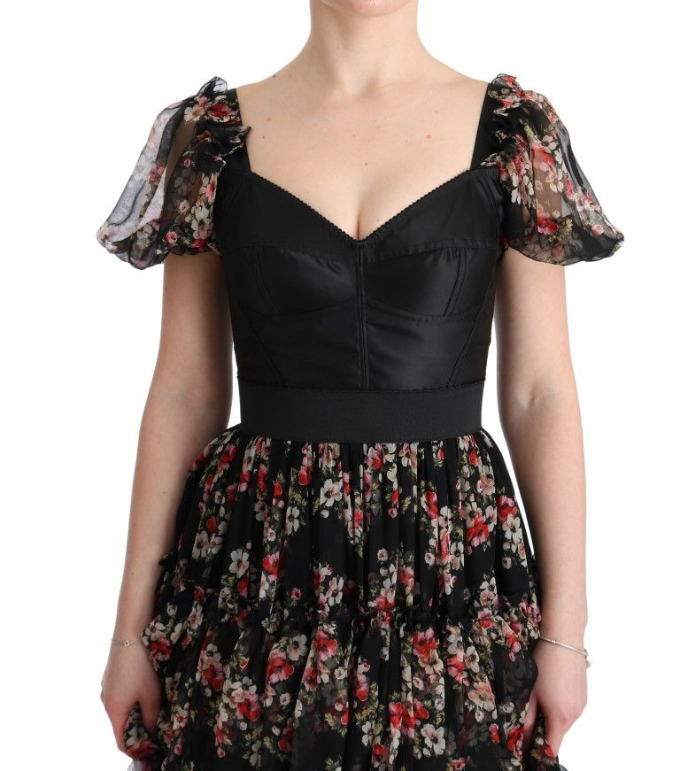 Silk Stretch Floral Shift Long Women's Dress - Dolce & Gabbana - Modalova