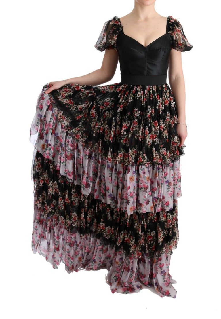Silk Stretch Floral Shift Long Women's Dress - Dolce & Gabbana - Modalova