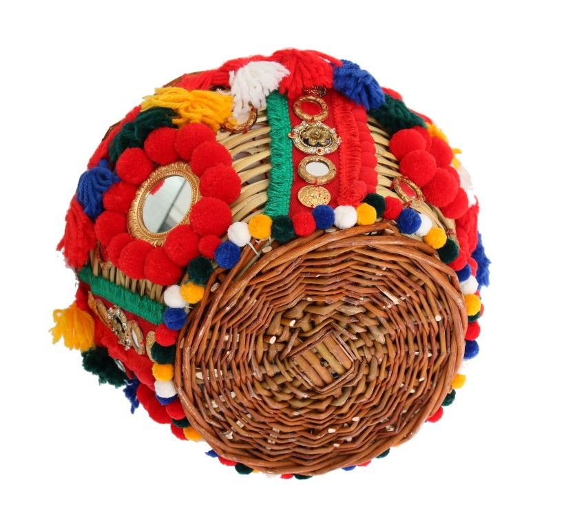 AGNESE Straw Crystal Pom Pom Women's Bag - Dolce & Gabbana - Modalova