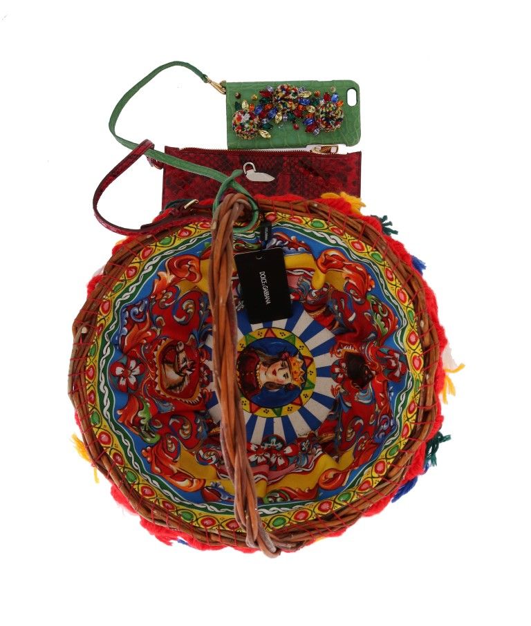 AGNESE Straw Crystal Pom Pom Women's Bag - Dolce & Gabbana - Modalova