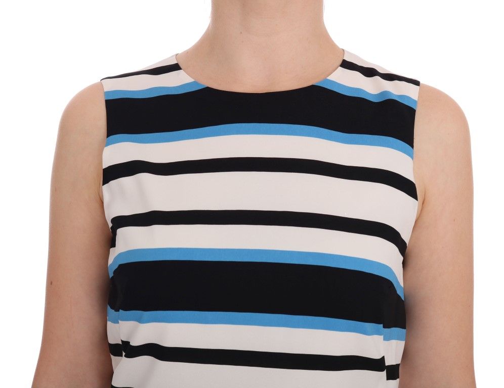 Blue White Striped Silk Stretch Shift Women's Dress - Dolce & Gabbana - Modalova