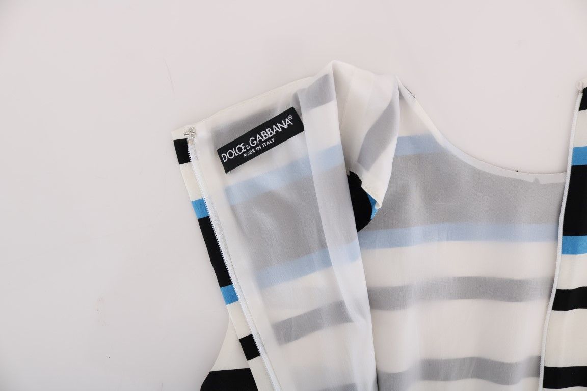 Blue White Striped Silk Stretch Shift Women's Dress - Dolce & Gabbana - Modalova