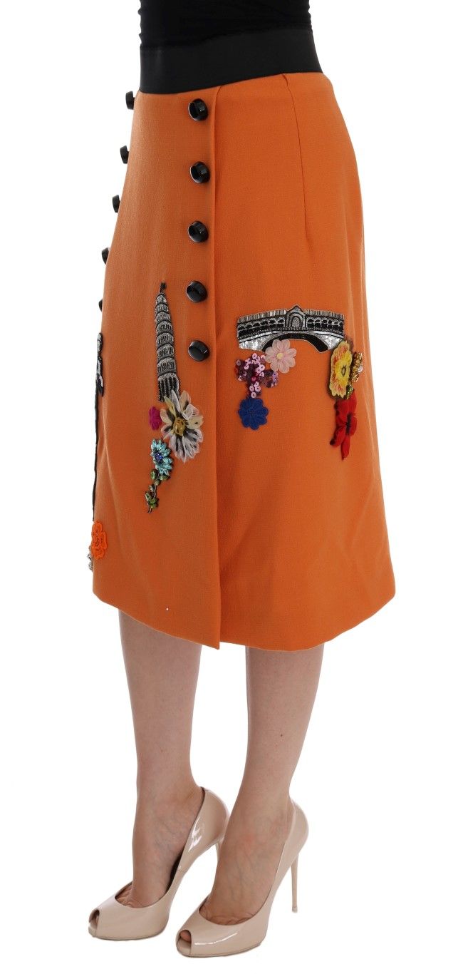 Wool Crystal Sequin Appliques Women's Skirt - Dolce & Gabbana - Modalova