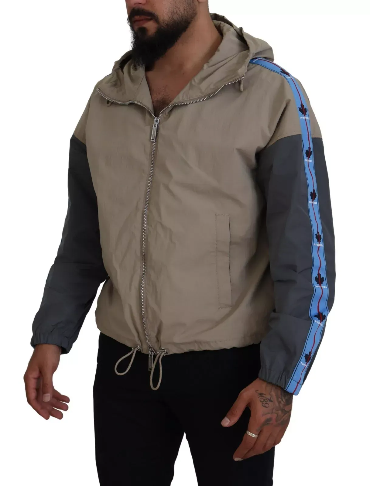 Gray Sleeves Hooded Full Zip Men's Jacket (Pre-Owned) - Dsquared² - Modalova