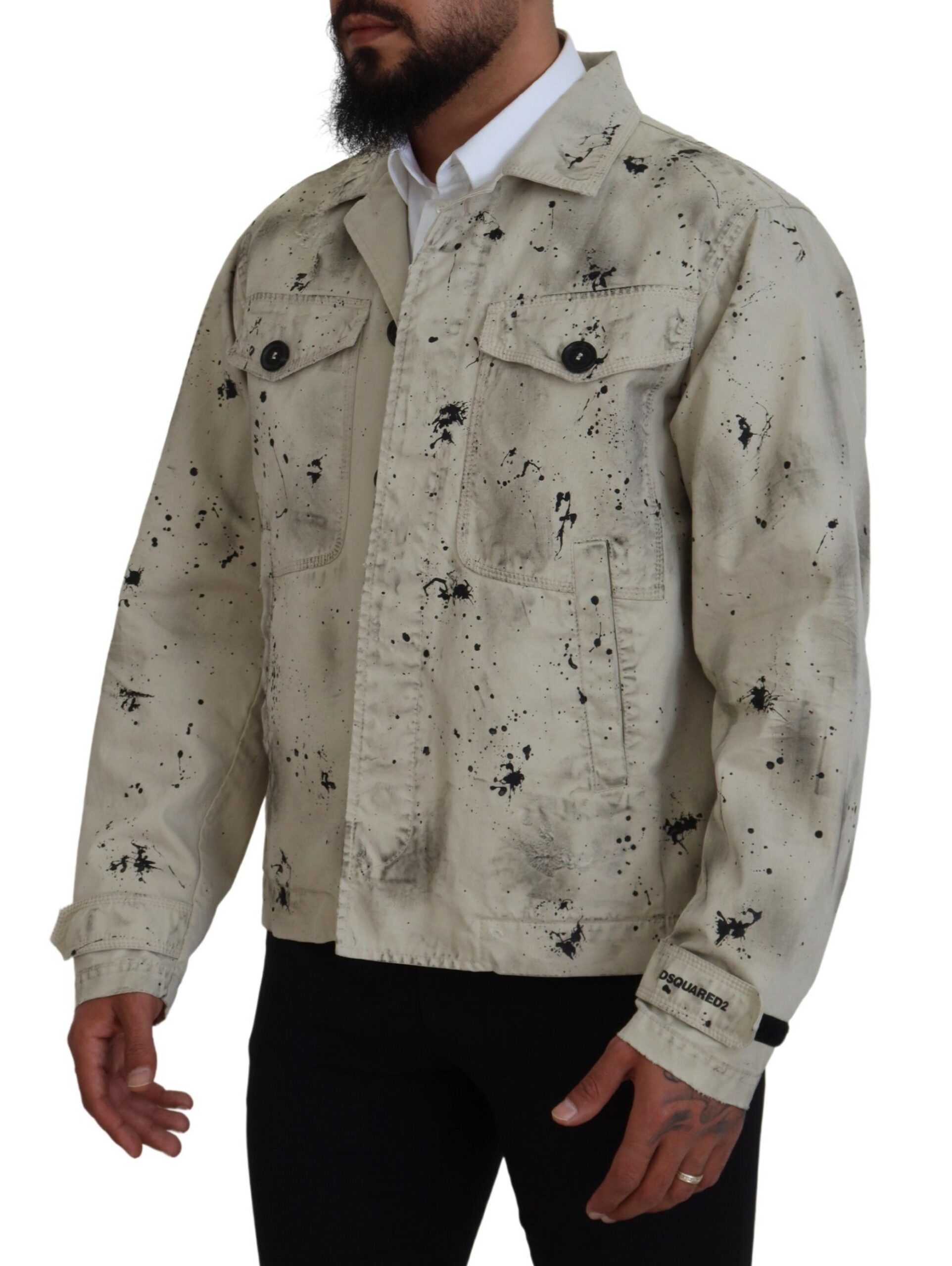 Black Splash Print Casual Denim Men's Jacket (Pre-Owned) - Dsquared² - Modalova