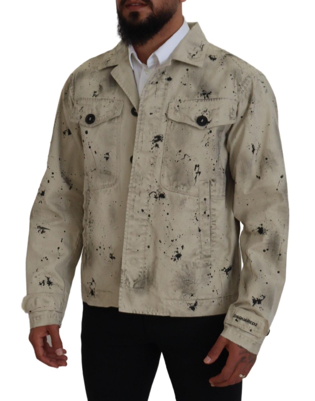 Black Splash Print Casual Denim Men's Jacket (Pre-Owned) - Dsquared² - Modalova