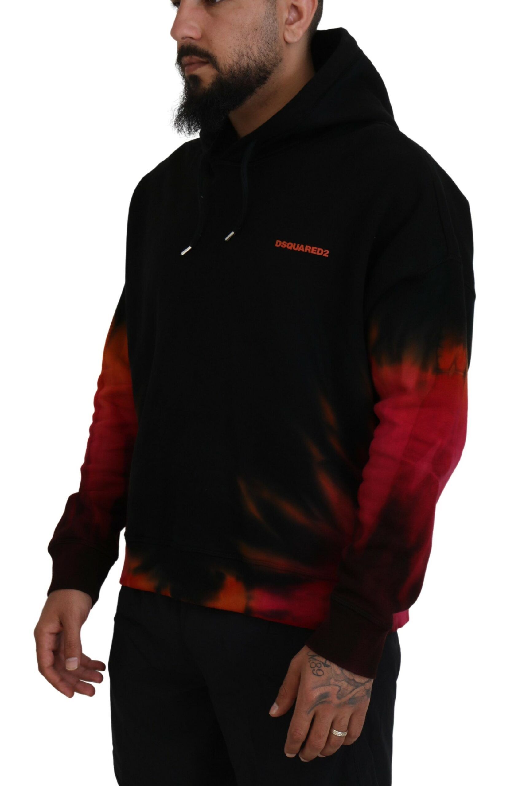 Black Red Cotton Hooded Tie Dye Pullover Men's Sweater (Pre-Owned) - Dsquared² - Modalova