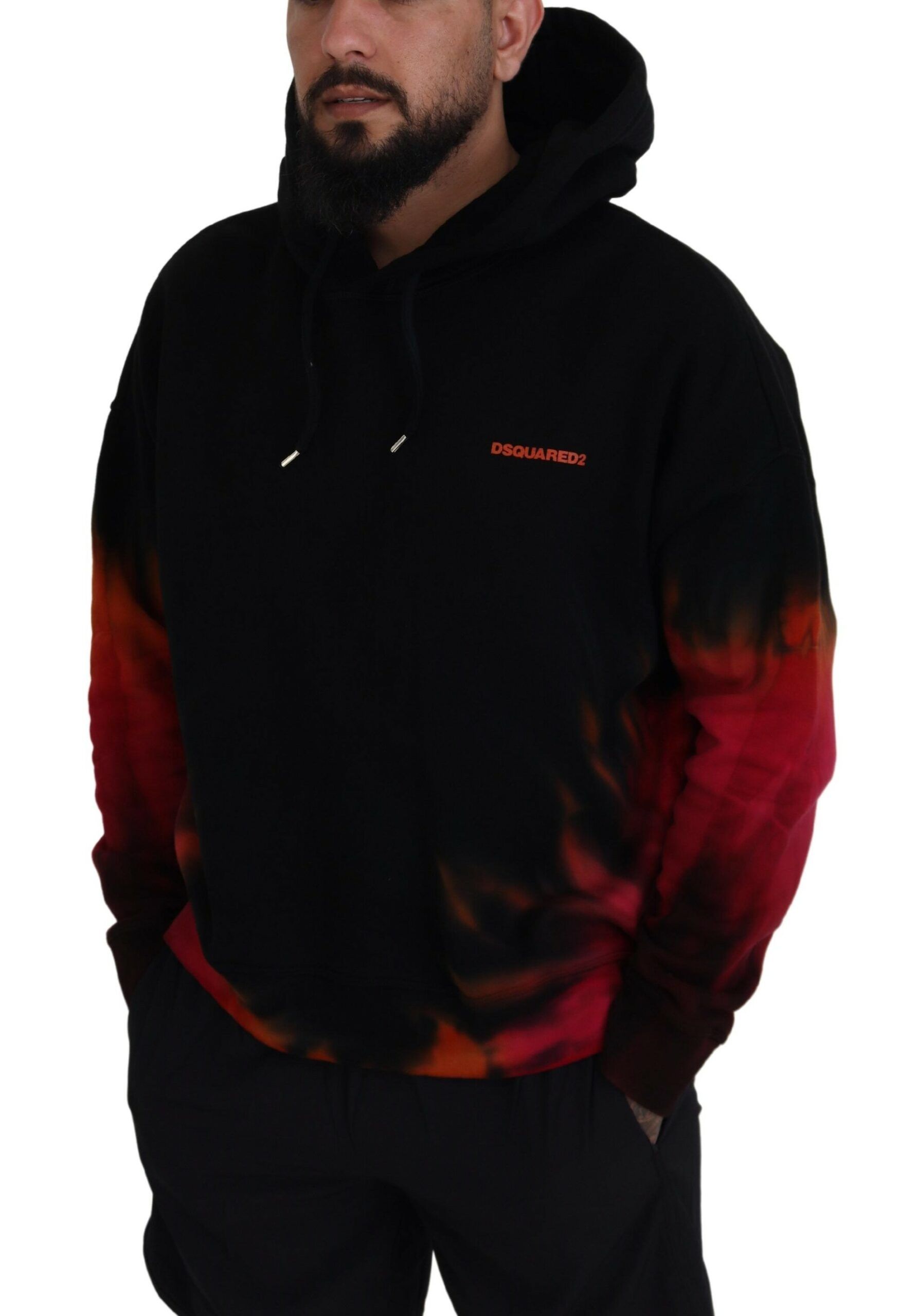 Black Red Cotton Hooded Tie Dye Pullover Men's Sweater (Pre-Owned) - Dsquared² - Modalova
