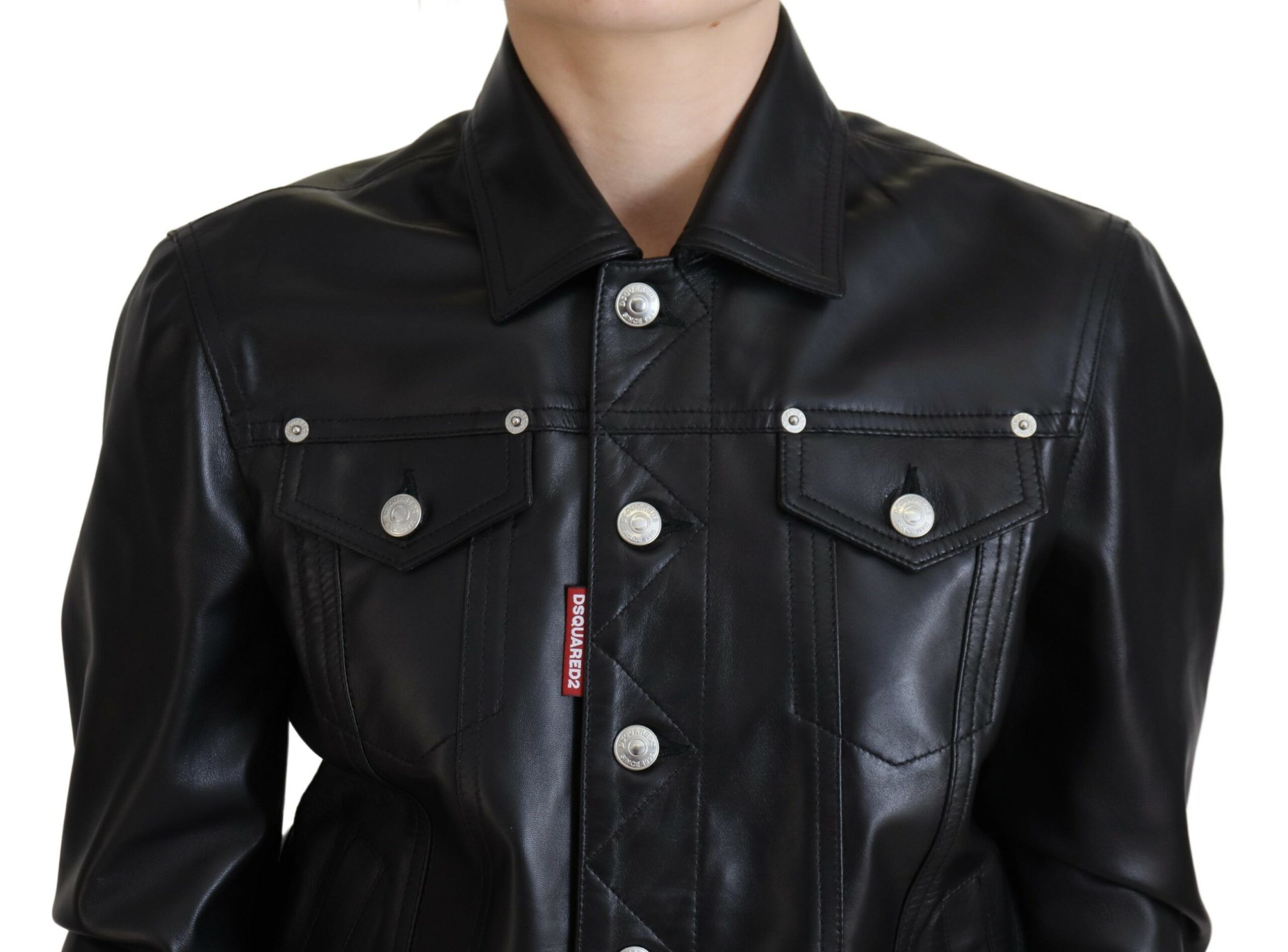 Leather Collared Long Sleeves Women's Jacket (Pre-Owned) - Dsquared² - Modalova