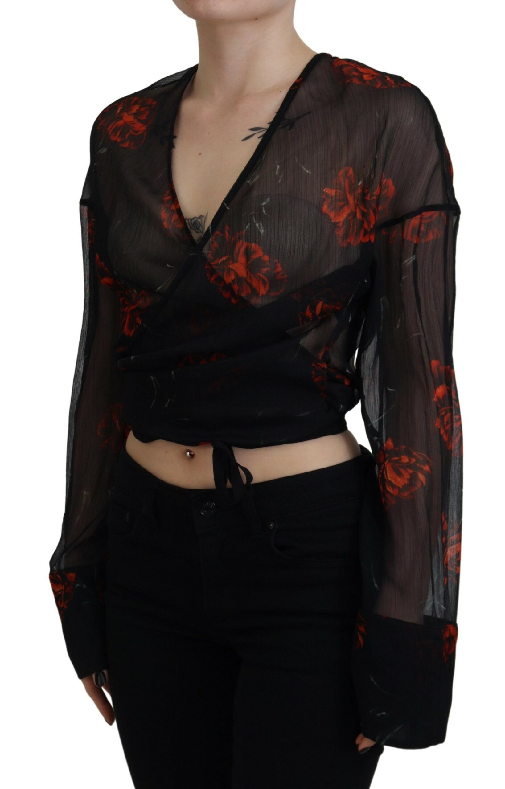 Floral Print Cropped Wrap Long Sleeves Women's Top (Pre-Owned) - Dsquared² - Modalova