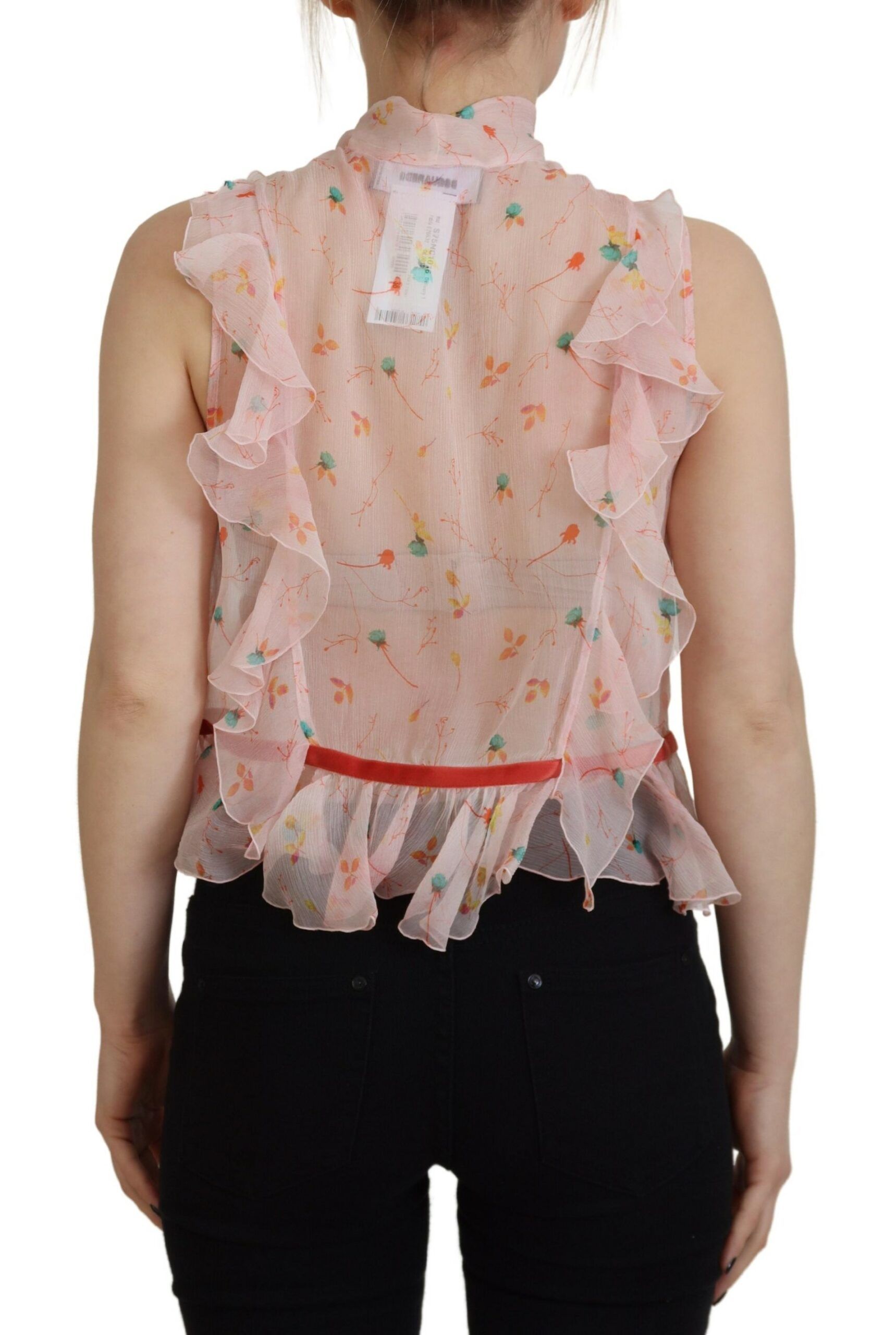 Floral Print Silk Sleeveless Ascot Collar Women's Top (Pre-Owned) - Dsquared² - Modalova