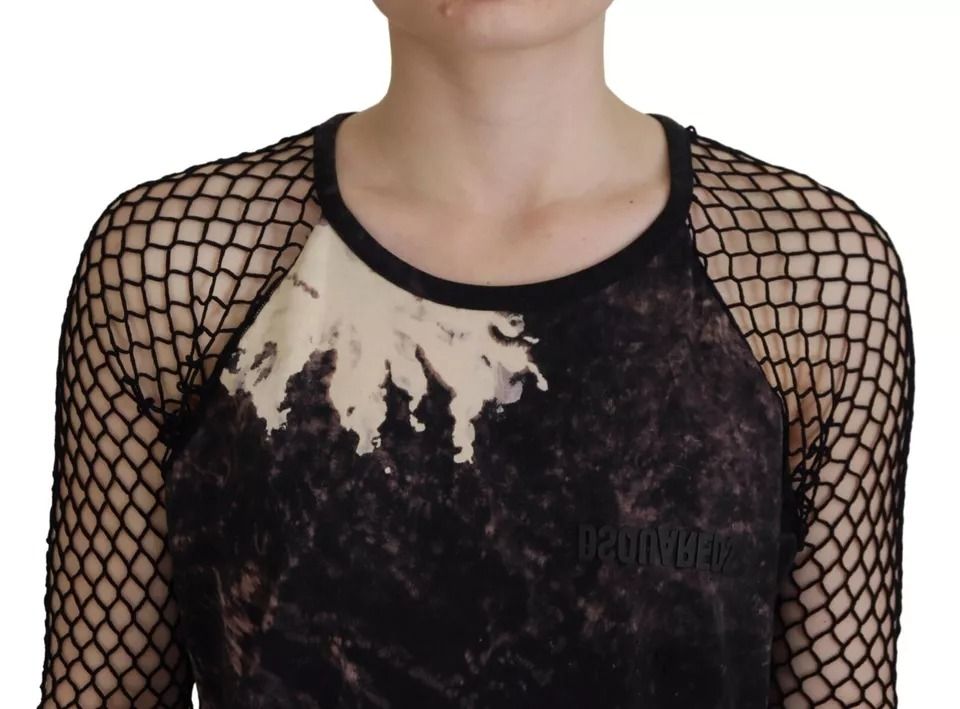 Black Tie Dye Mesh Long Sleeves Cotton Shift Women's Dress (Pre-Owned) - Dsquared² - Modalova