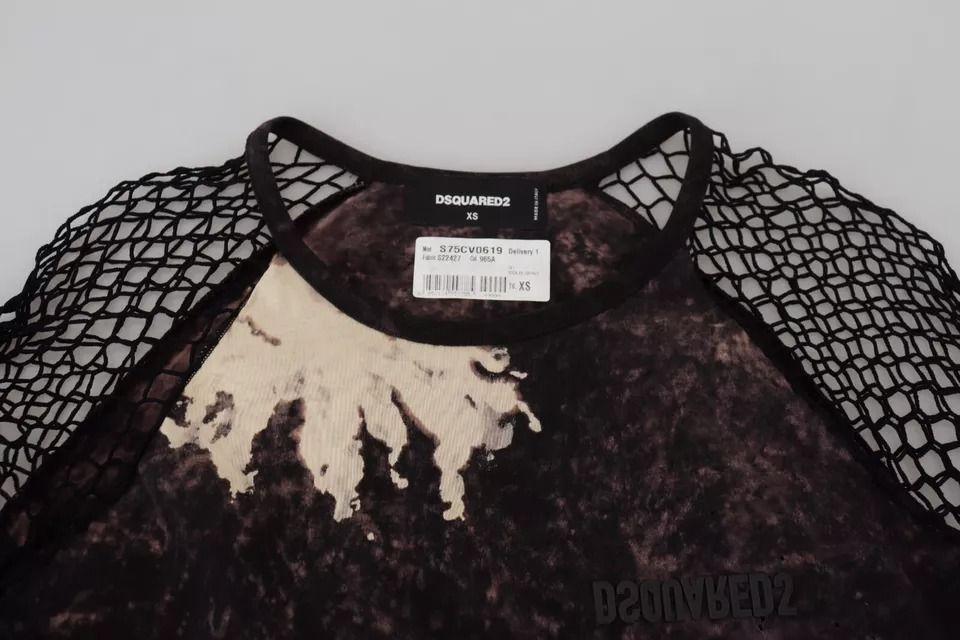 Black Tie Dye Mesh Long Sleeves Cotton Shift Women's Dress (Pre-Owned) - Dsquared² - Modalova