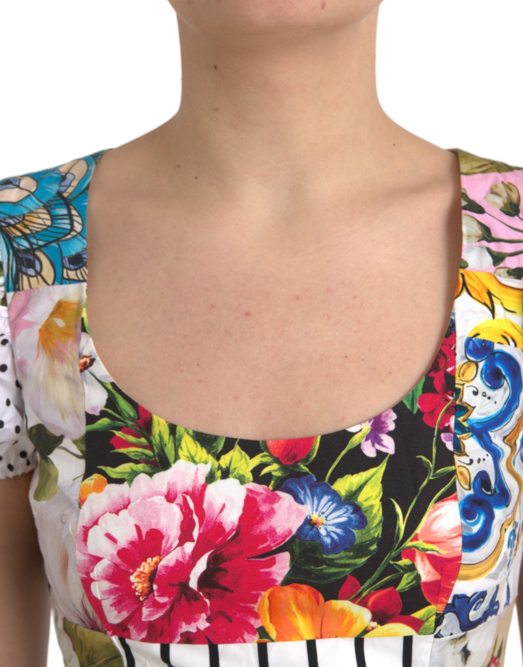 Patchwork Cotton Aline Mini Women's Dress - Dolce & Gabbana - Modalova