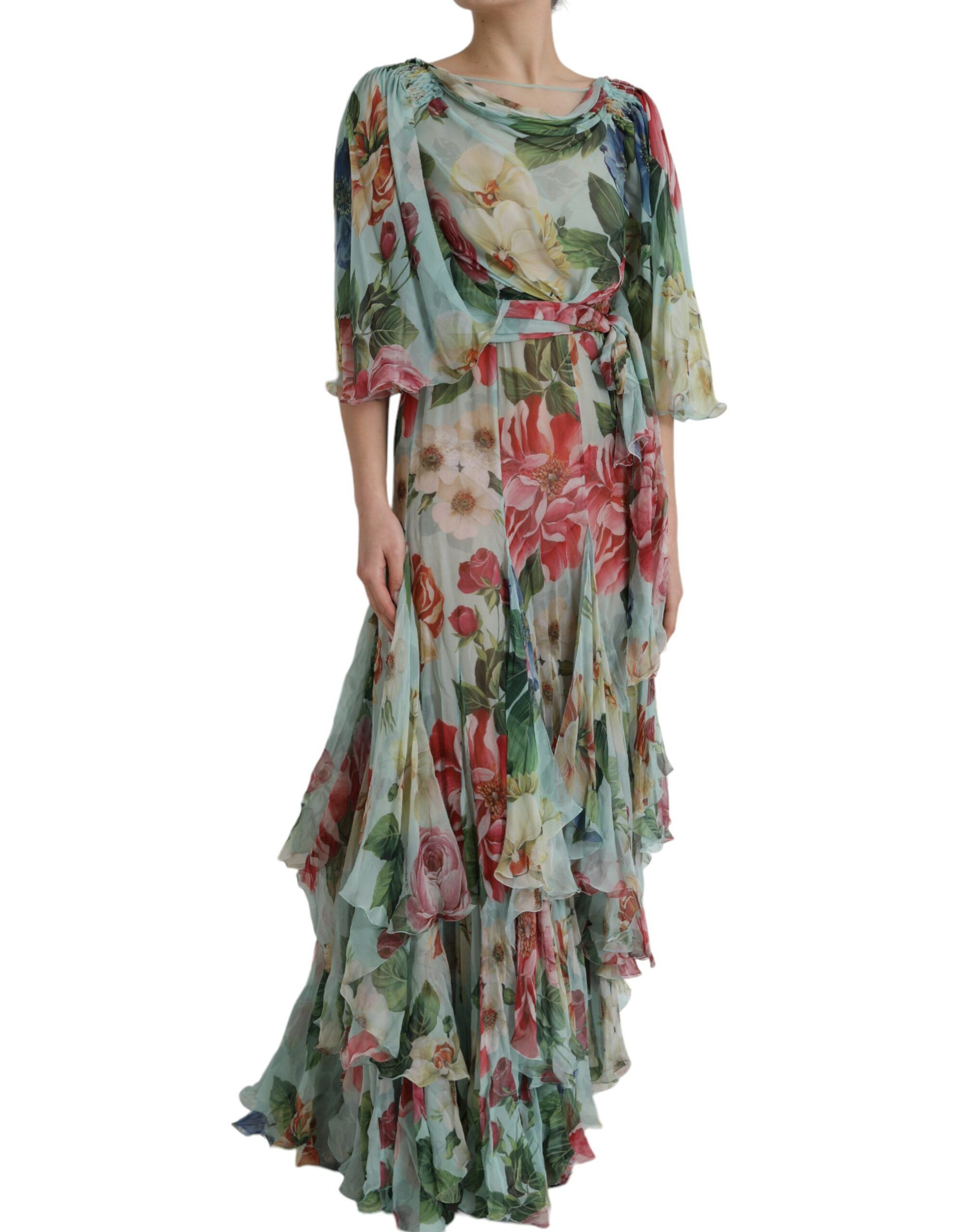Floral Print Tiered Long Maxi Women's Dress - Dolce & Gabbana - Modalova