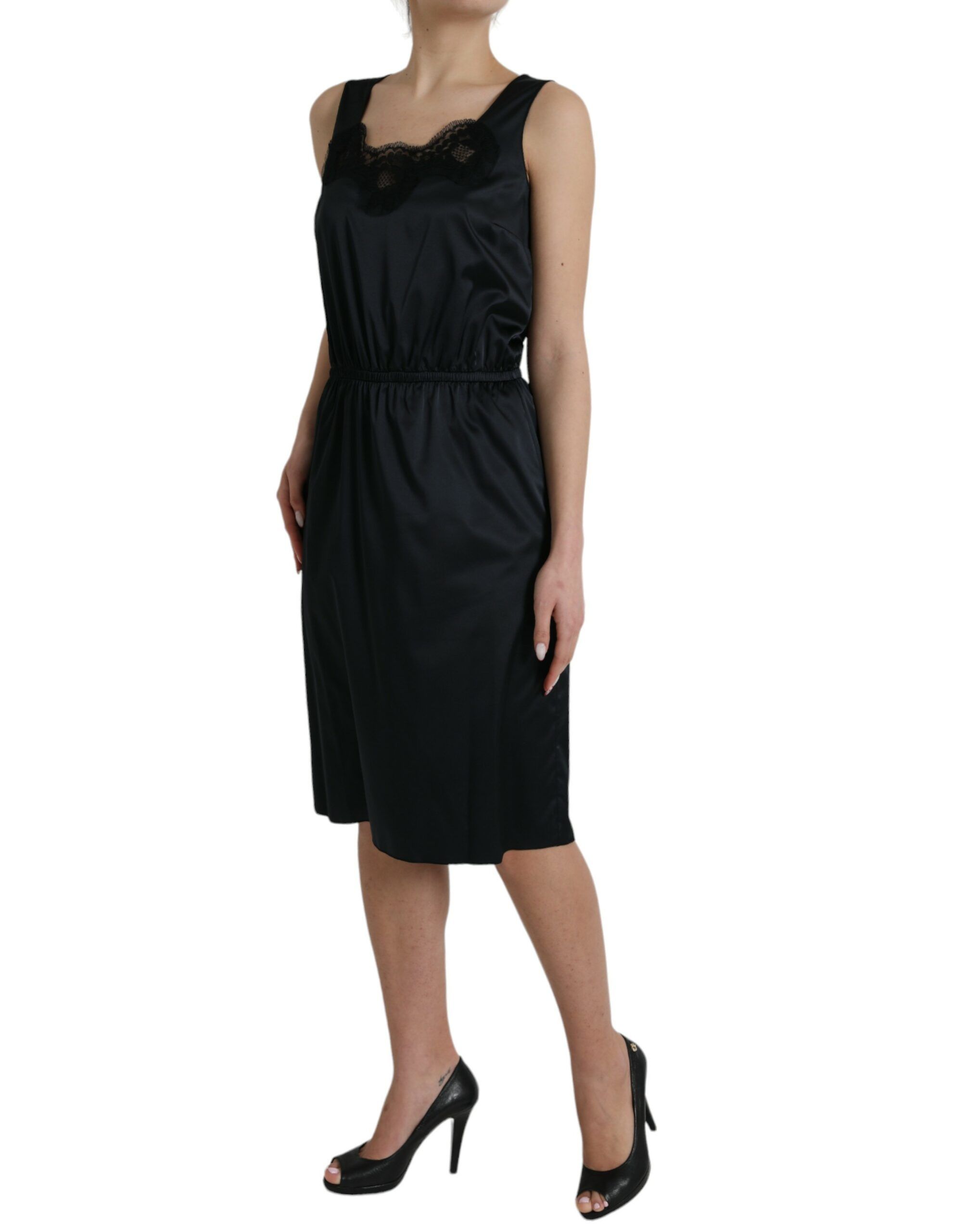 Polyester Lace Trim Sheath Midi Women's Dress - Dolce & Gabbana - Modalova