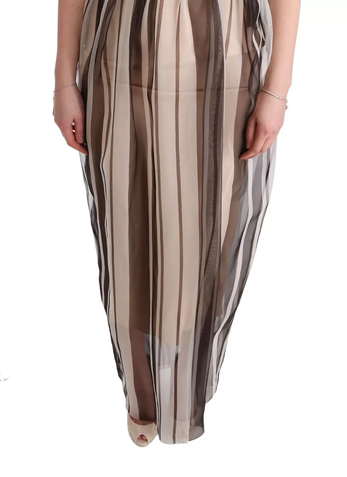Beige Striped Silk Sheath Women's Dress (Pre-Owned) - Dolce & Gabbana - Modalova