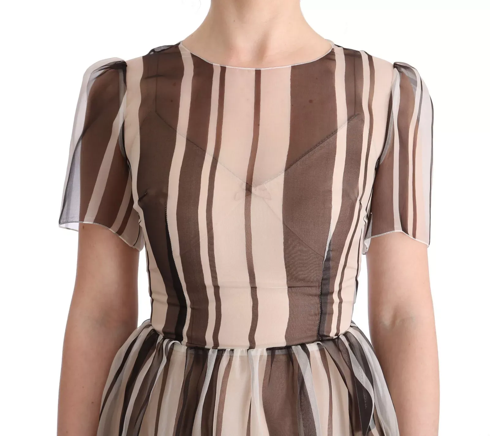 Beige Striped Silk Sheath Women's Dress (Pre-Owned) - Dolce & Gabbana - Modalova