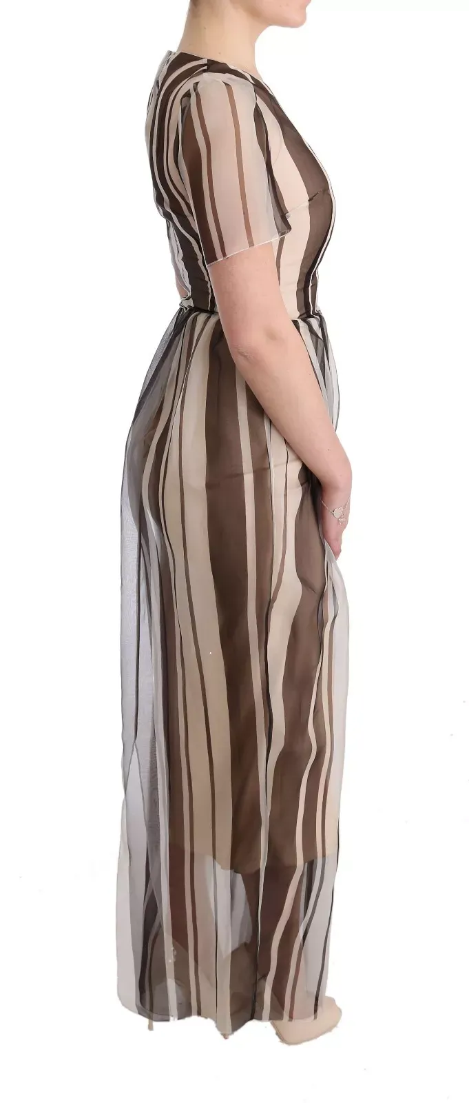 Beige Striped Silk Sheath Women's Dress (Pre-Owned) - Dolce & Gabbana - Modalova