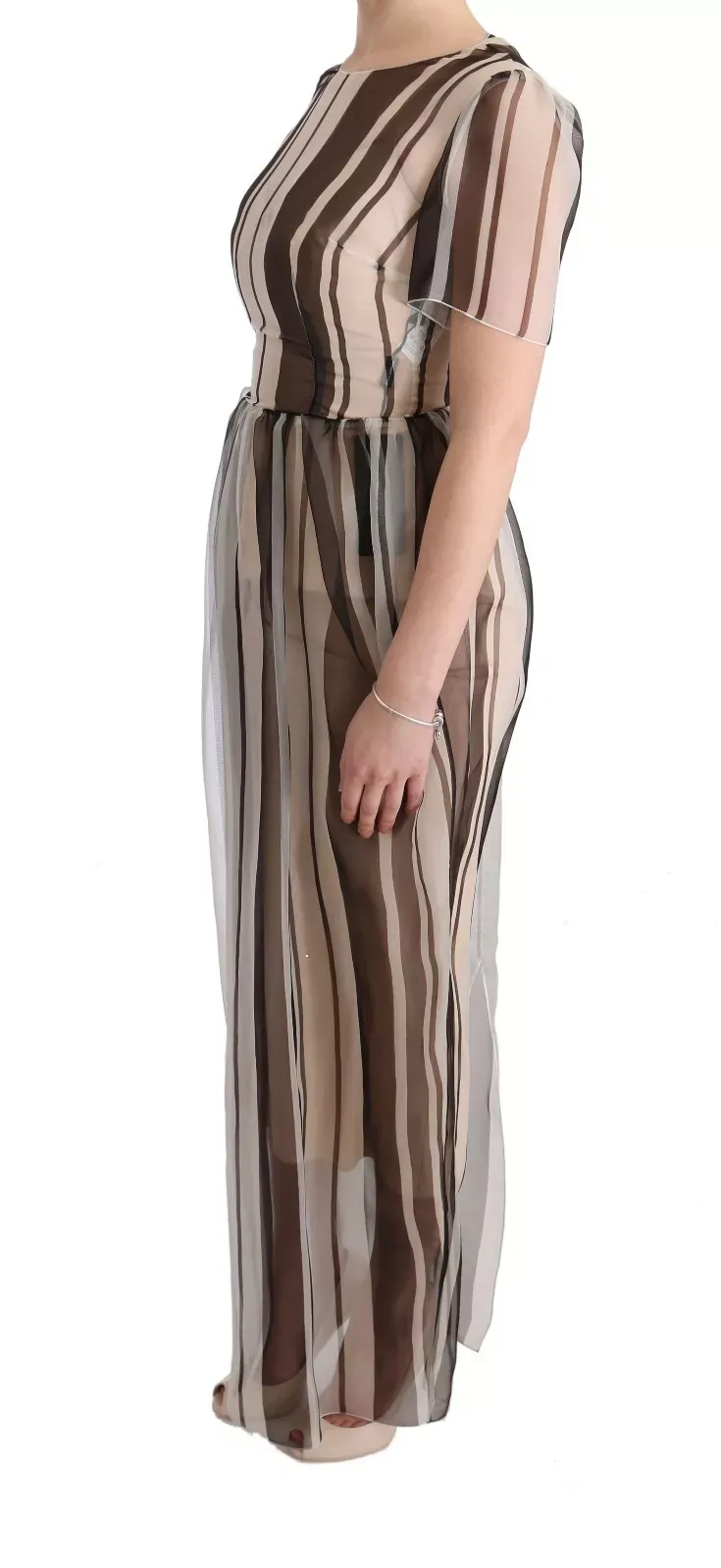 Beige Striped Silk Sheath Women's Dress (Pre-Owned) - Dolce & Gabbana - Modalova