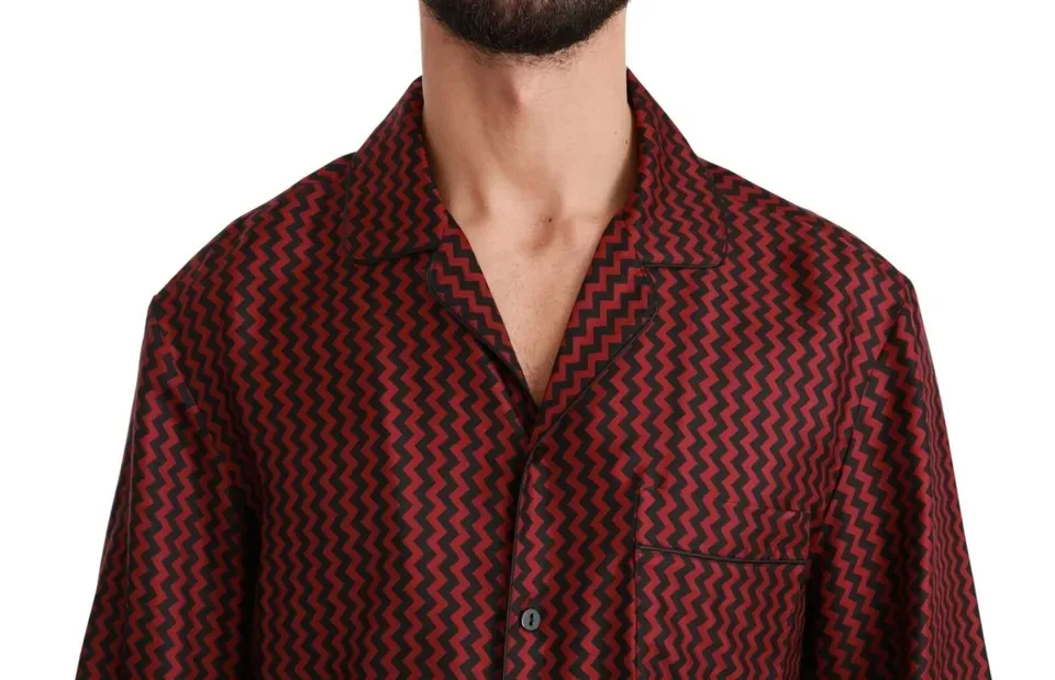 Red Zigzag Pattern Casual Men's Shirt (Pre-Owned) - Dolce & Gabbana - Modalova