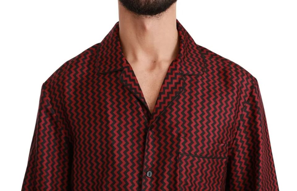 Red Zigzag Pattern Casual Men's Shirt (Pre-Owned) - Dolce & Gabbana - Modalova