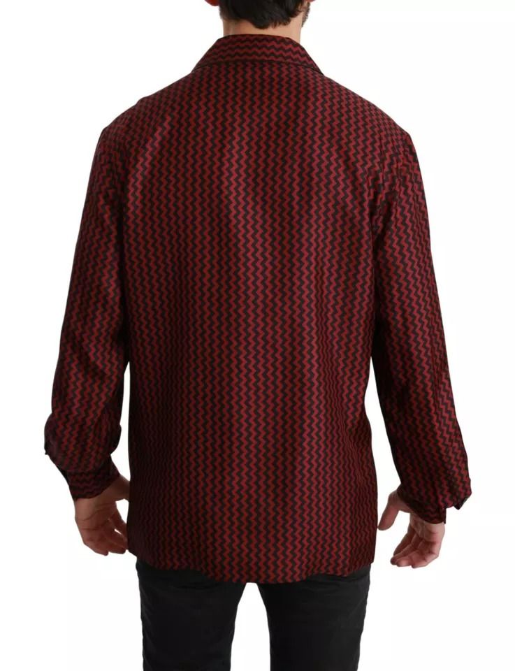 Red Zigzag Pattern Casual Men's Shirt (Pre-Owned) - Dolce & Gabbana - Modalova