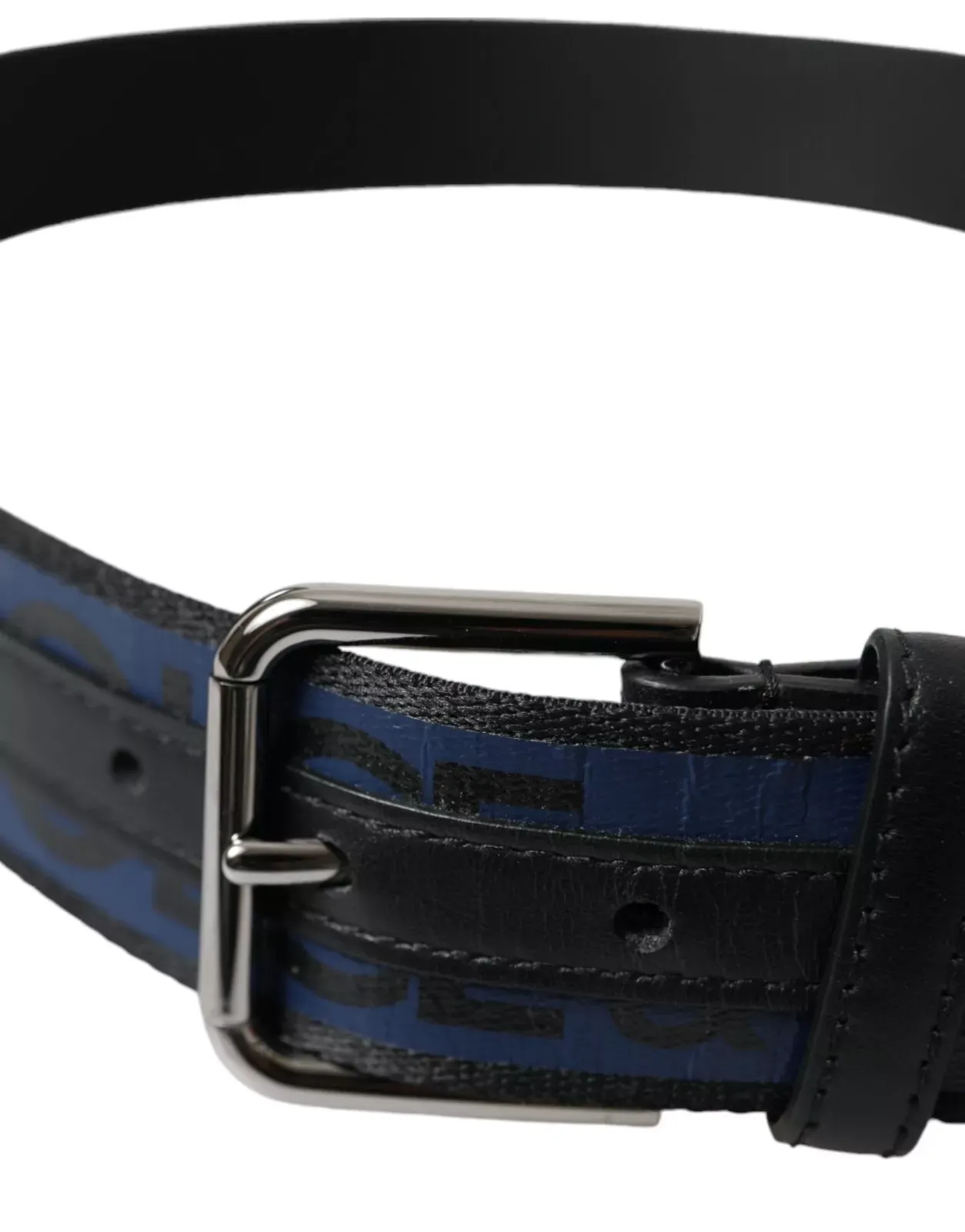 Black Blue Logo Silver Metal Buckle Men's Belt (Pre-Owned) - Dolce & Gabbana - Modalova