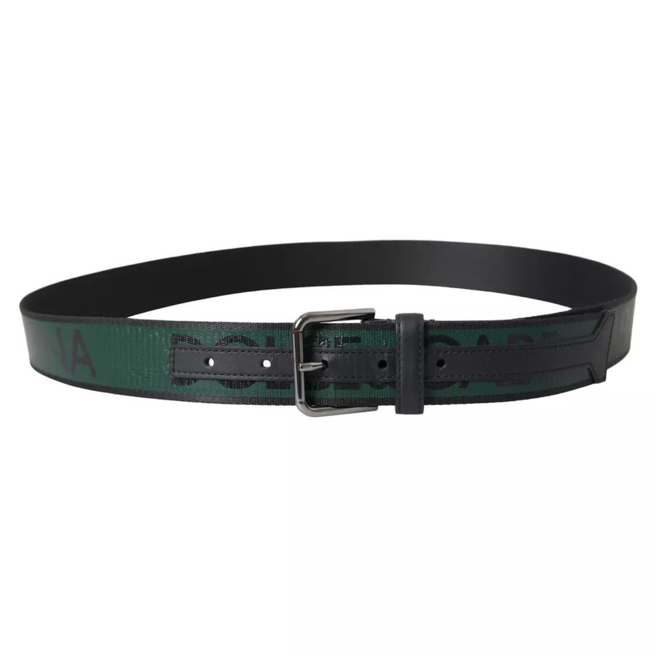 Black Green Logo Silver Metal Buckle Men's Belt (Pre-Owned) - Dolce & Gabbana - Modalova