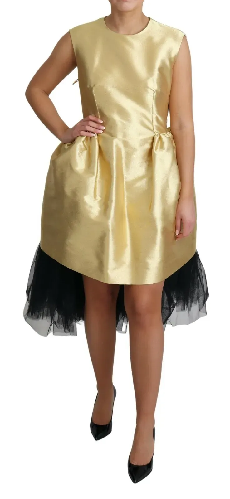 Gold Polyester Sleeveless A-line Tulle Women's Dress (Pre-Owned) - Dolce & Gabbana - Modalova