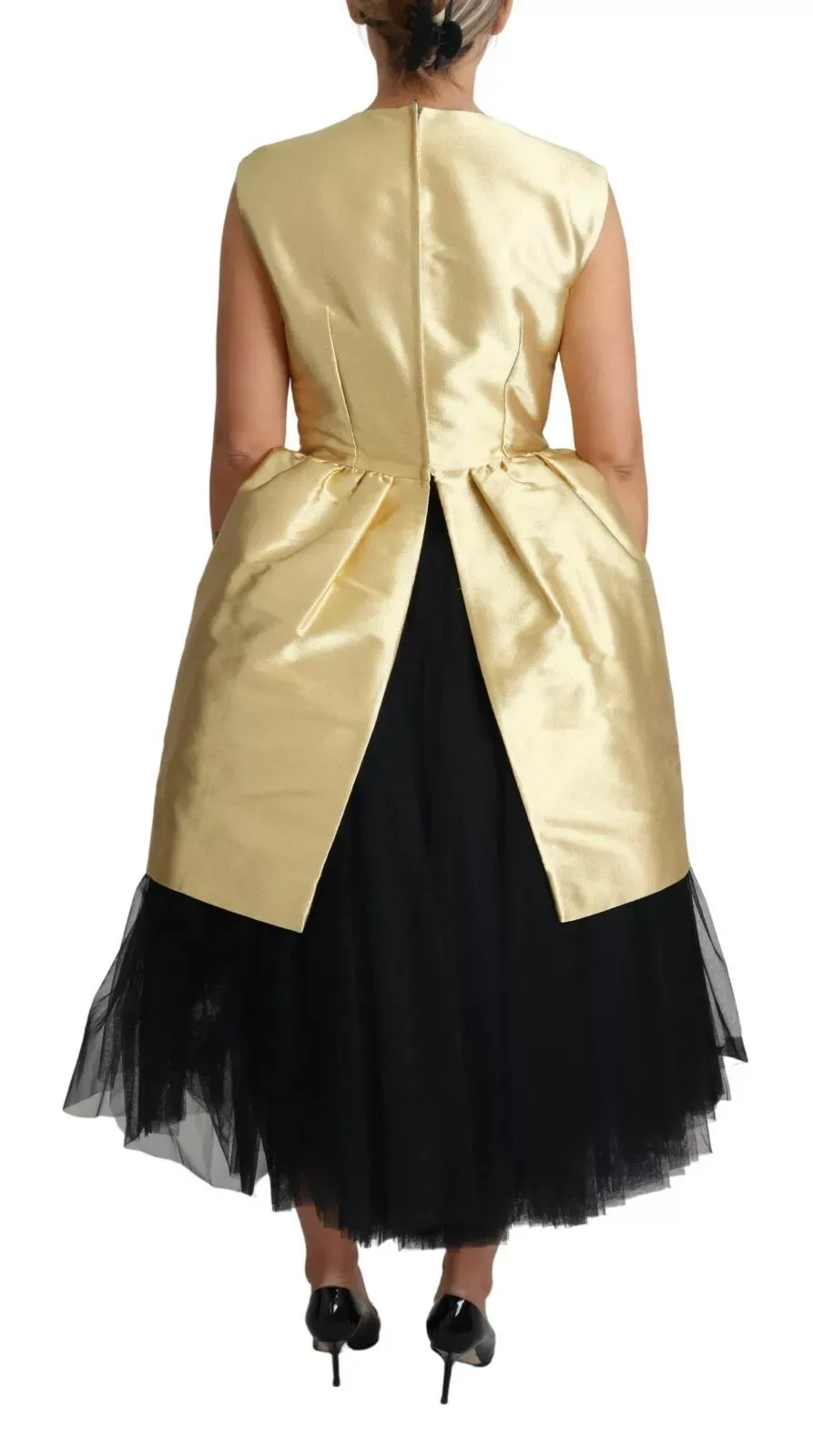 Gold Polyester Sleeveless A-line Tulle Women's Dress (Pre-Owned) - Dolce & Gabbana - Modalova
