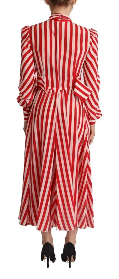 White Red Silk A-Line Shift Gown Maxi Women's Dress (Pre-Owned) - Dolce & Gabbana - Modalova