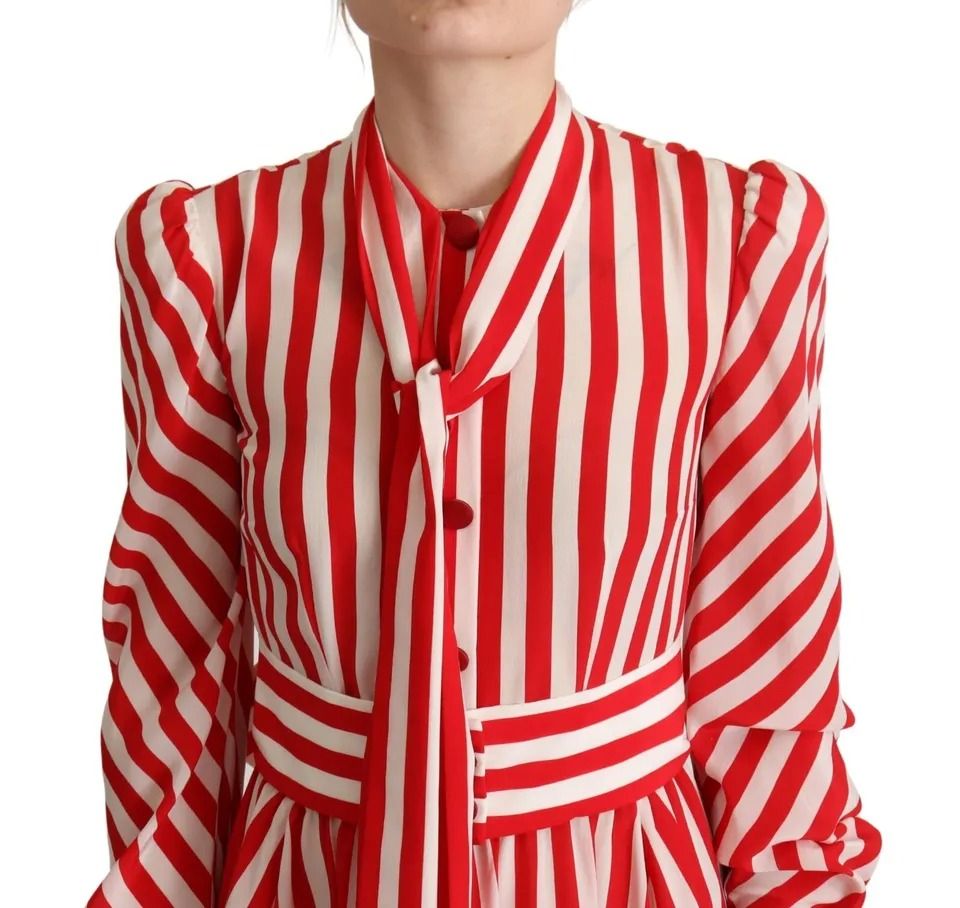 White Red Silk A-Line Shift Gown Maxi Women's Dress (Pre-Owned) - Dolce & Gabbana - Modalova