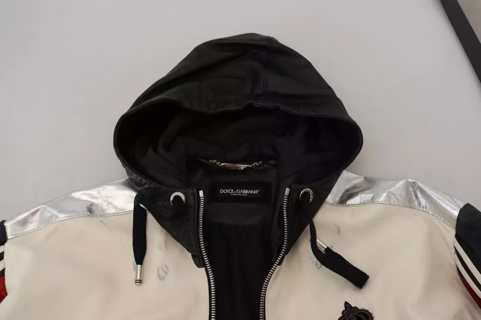 Black Leather Hooded Blouson Coat Men's Jacket (Pre-Owned) - Dolce & Gabbana - Modalova