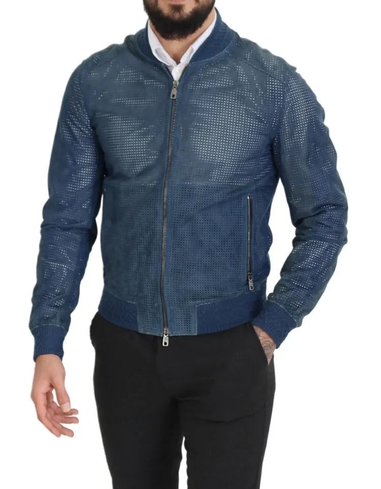 Leather Perforated Full Zip Men's Jacket (Pre-Owned) - Dolce & Gabbana - Modalova