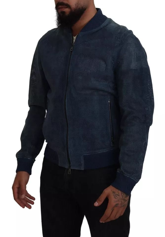 Leather Perforated Full Zip Men's Jacket (Pre-Owned) - Dolce & Gabbana - Modalova