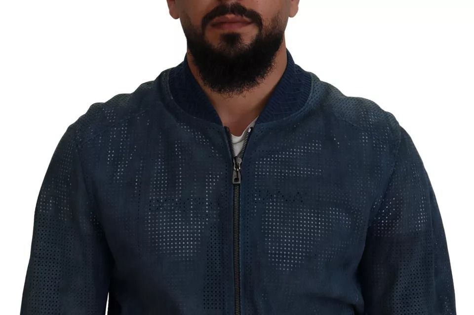 Leather Perforated Full Zip Men's Jacket (Pre-Owned) - Dolce & Gabbana - Modalova