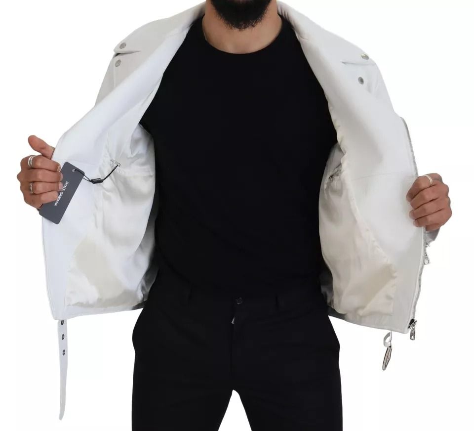 Leather Biker Coat Zipper Men's Jacket (Pre-Owned) - Dolce & Gabbana - Modalova