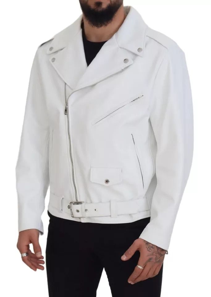 Leather Biker Coat Zipper Men's Jacket (Pre-Owned) - Dolce & Gabbana - Modalova