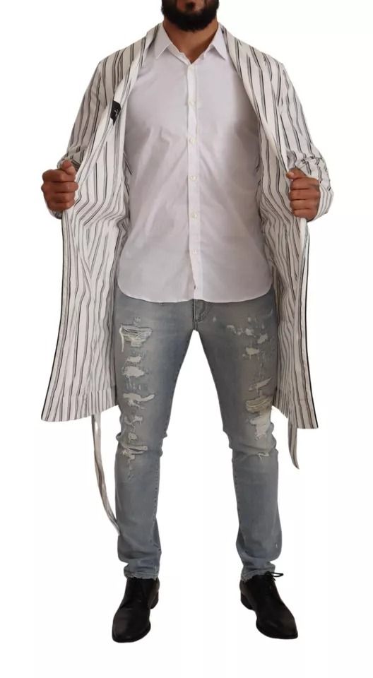 Striped Cotton Robe Coat Wrap Men's Jacket (Pre-Owned) - Dolce & Gabbana - Modalova
