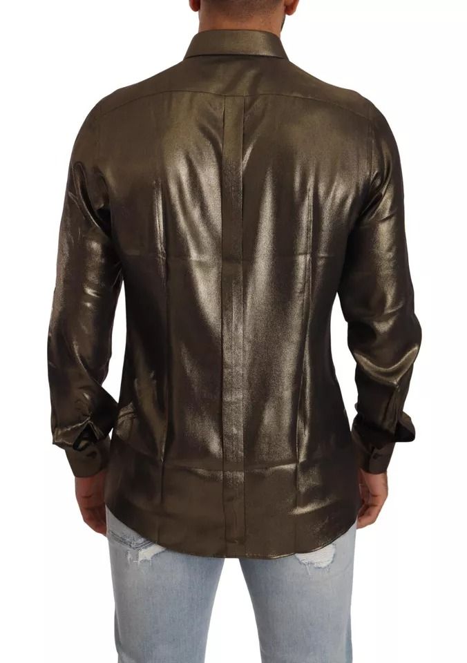 Metallic DG Embroidered Crown Silk Top Men's Shirt (Pre-Owned) - Dolce & Gabbana - Modalova