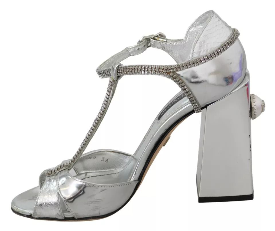 Crystals T-strap Sandals Leather Women's Shoes (Pre-Owned) - Dolce & Gabbana - Modalova
