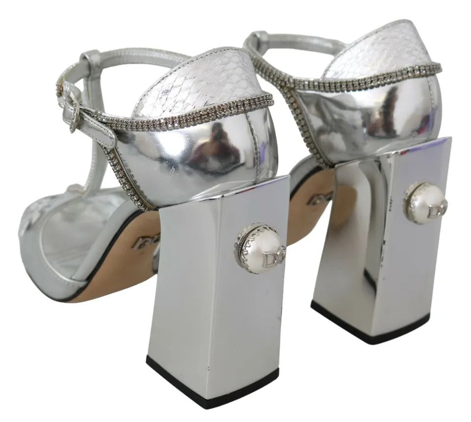 Crystals T-strap Sandals Leather Women's Shoes (Pre-Owned) - Dolce & Gabbana - Modalova