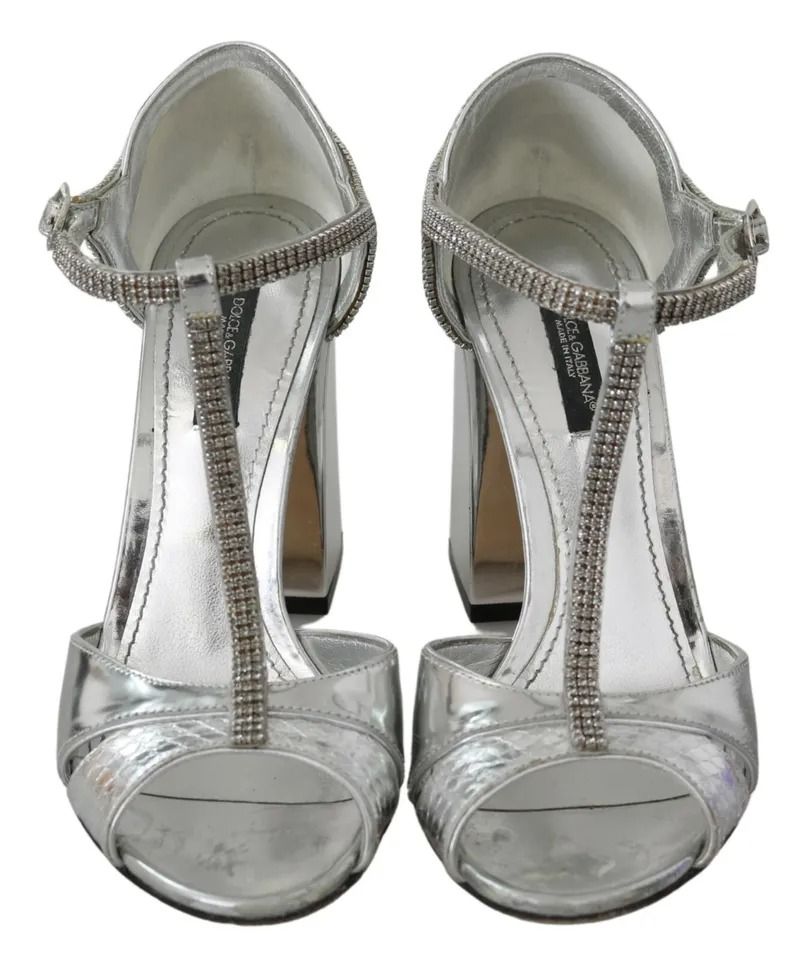 Crystals T-strap Sandals Leather Women's Shoes (Pre-Owned) - Dolce & Gabbana - Modalova